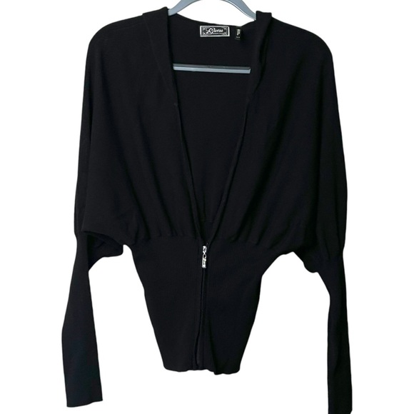 Vintage Guess Size XS Black Dolman Sleeve Half Zip Hoodie Jacket Slouchy Knit - Picture 14 of 14